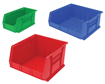 color coded small parts bins