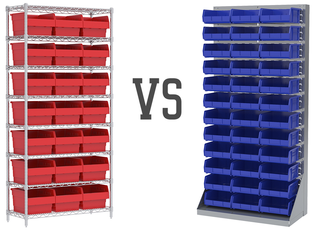 Using Wire Shelving vs Louvered Panels to Organize Storage Bins