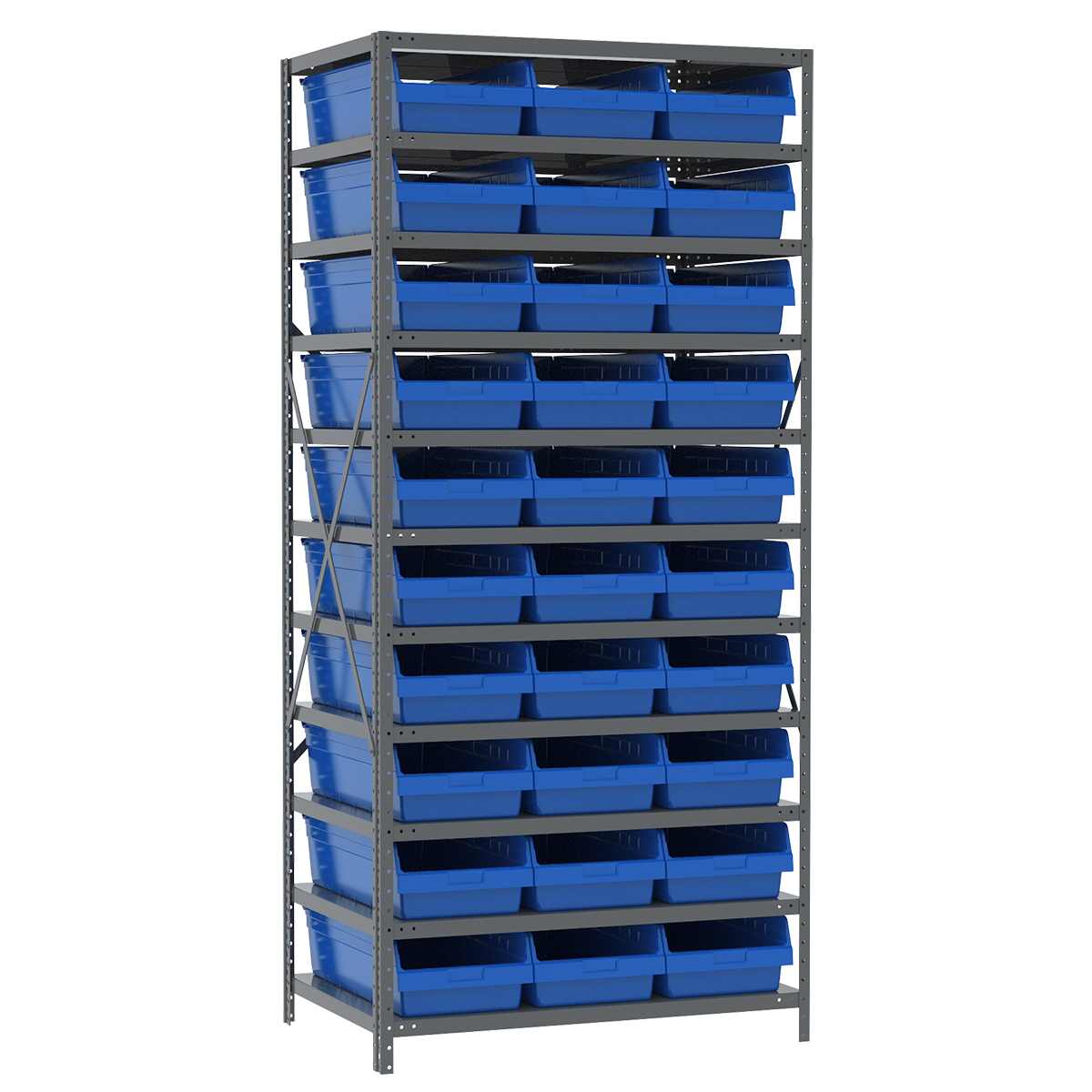 Akro-Mils Wire Shelving Unit, 6 Shelves, 24 AkroBins Plastic Storage Bins