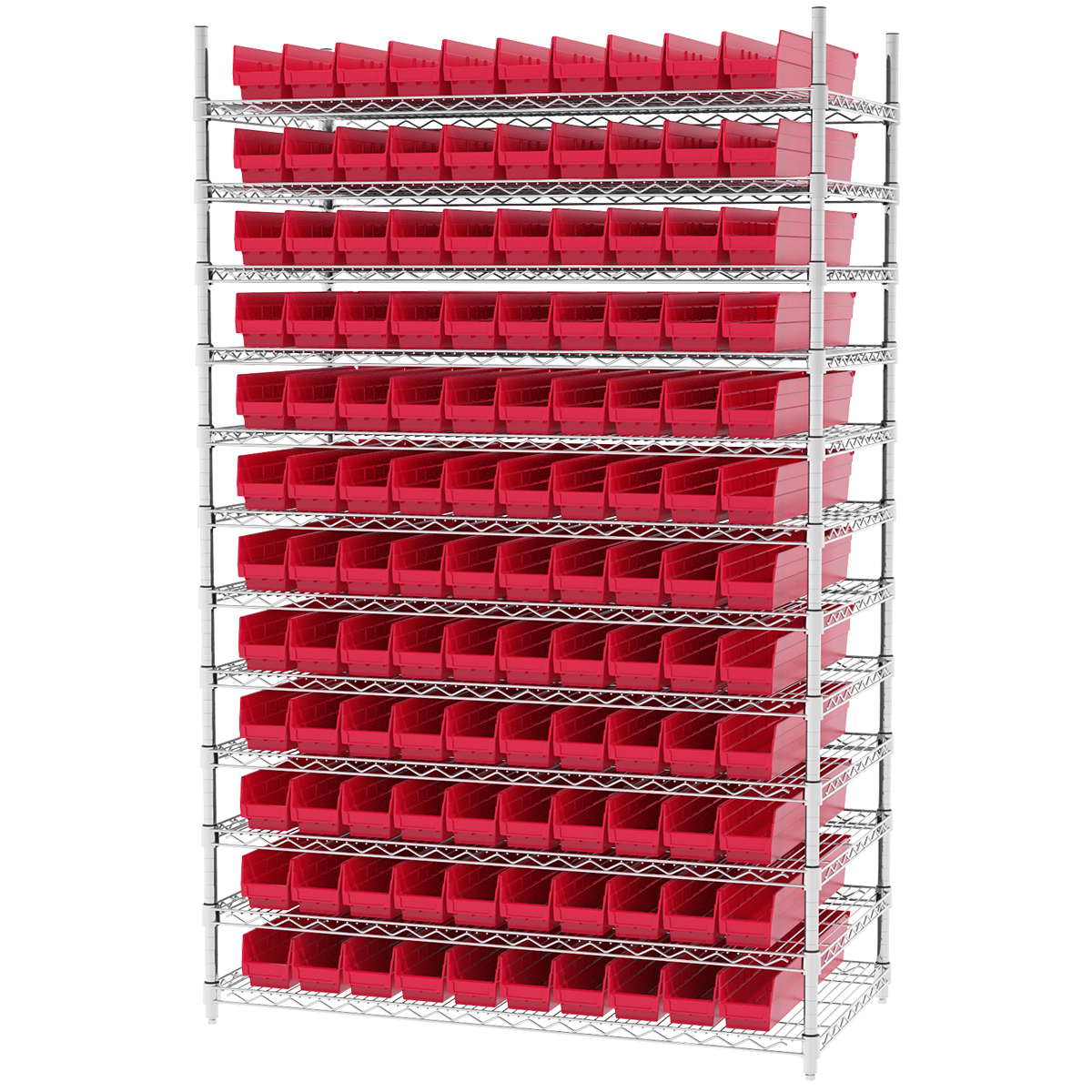 Akro-Mils Wire Shelving Unit, 12 Shelves, 120 Shelf Bins Plastic Storage  Bins