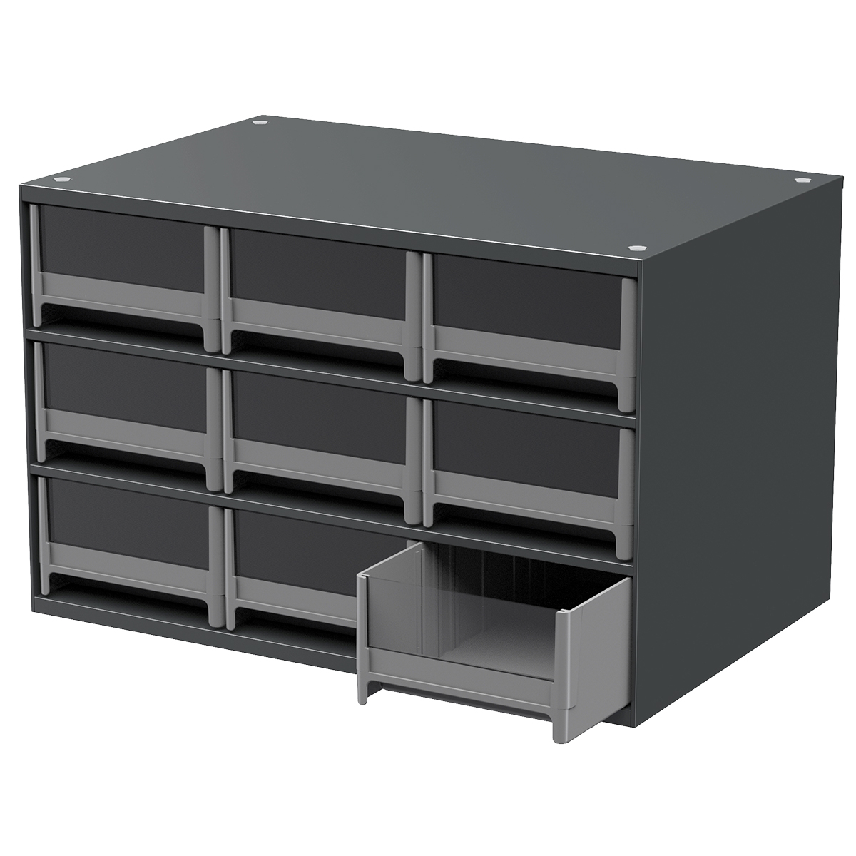 Akro-Mils Steel Small Parts Storage Cabinet 19909 - 17W x 11D x 11H w/ 9  Gray Drawers