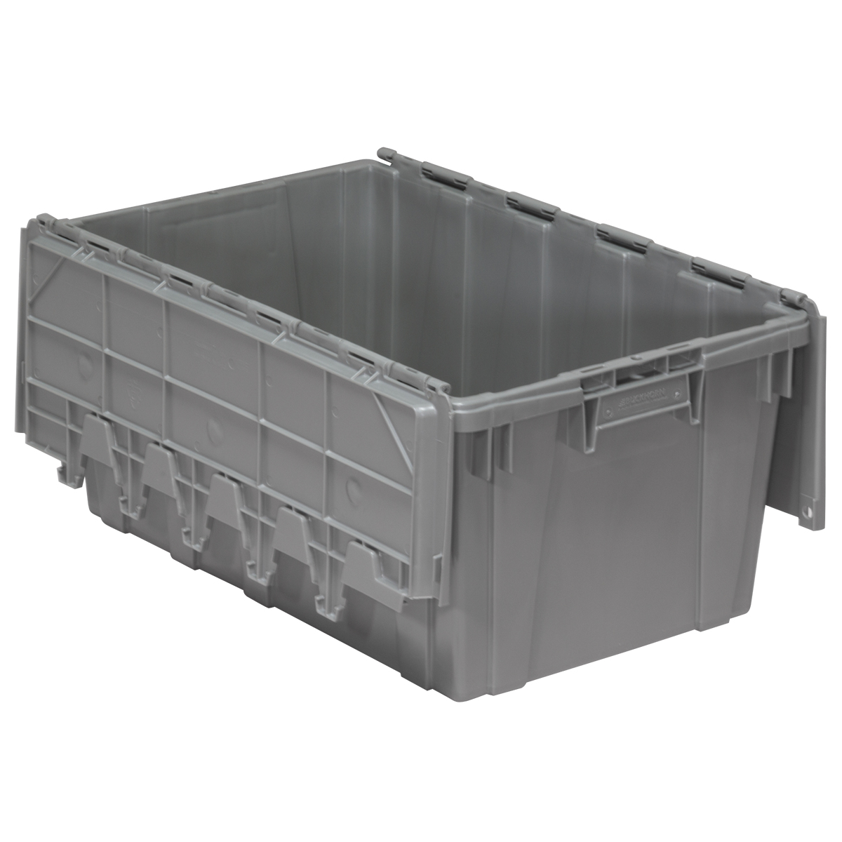 Akro-Mils Attached Lid Containers, Flip Totes, Plastic Storage Bins